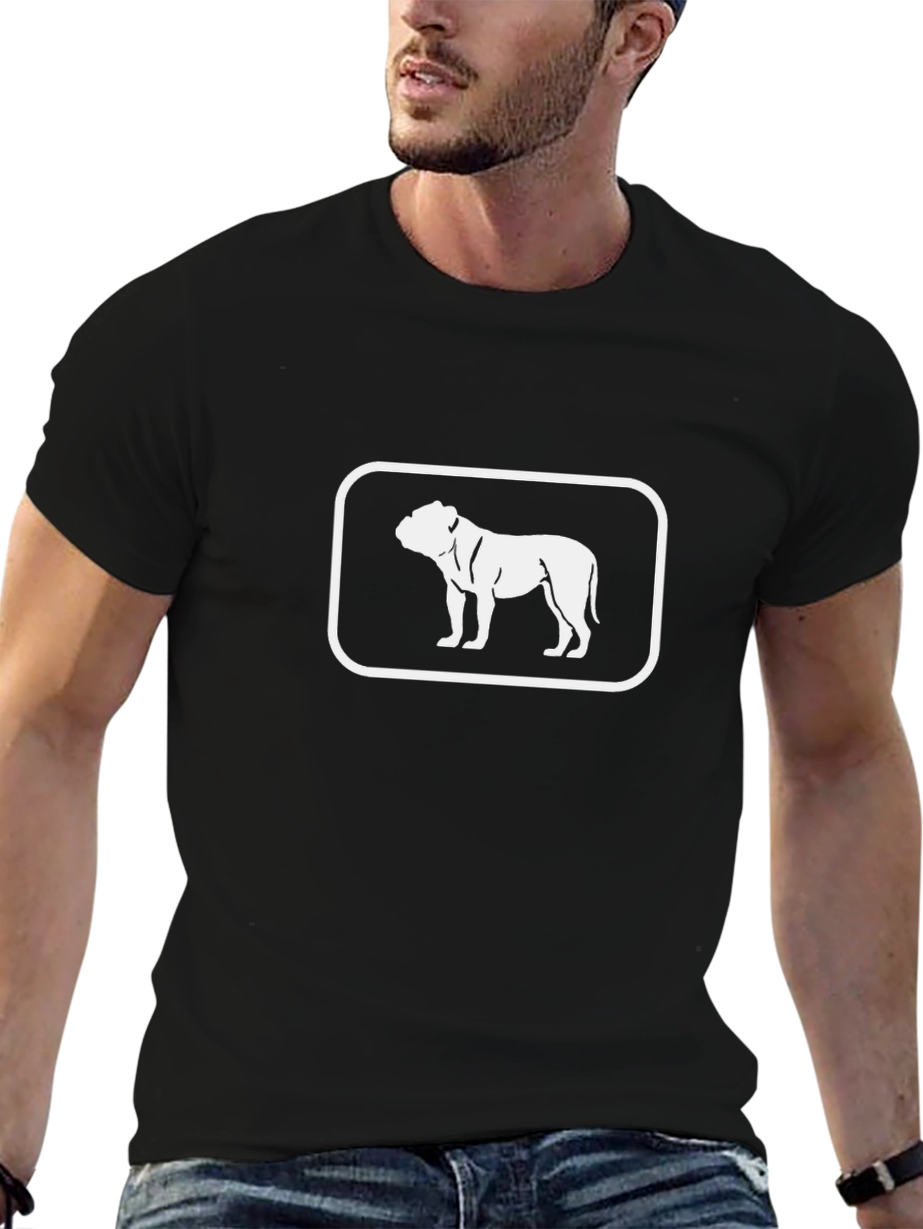 Bulldog Graphic Tee - Black Cotton T-Shirt
