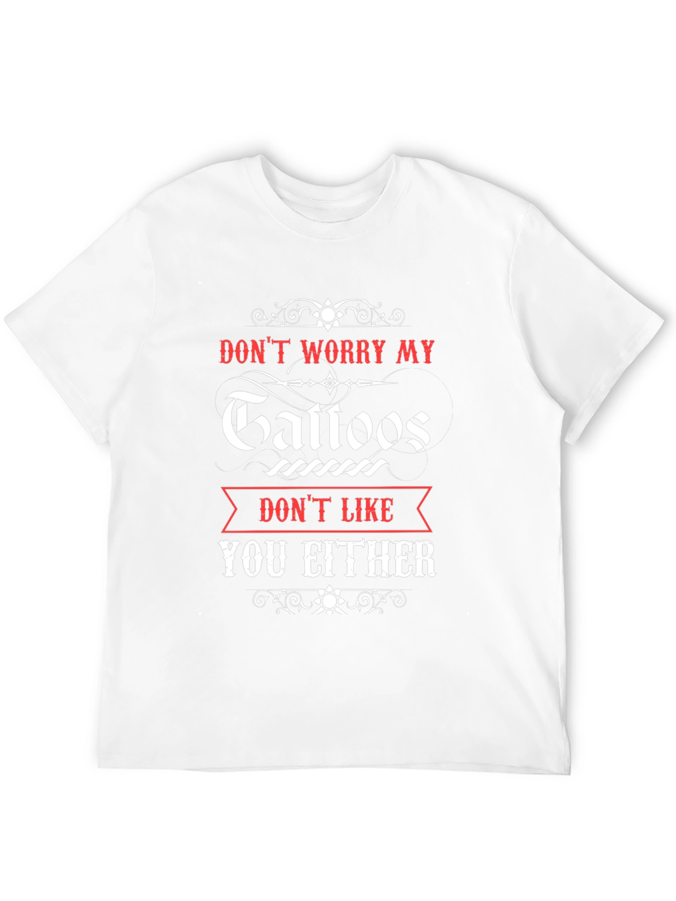 Funny Tattoo Graphic Black Cotton T-Shirt for Men