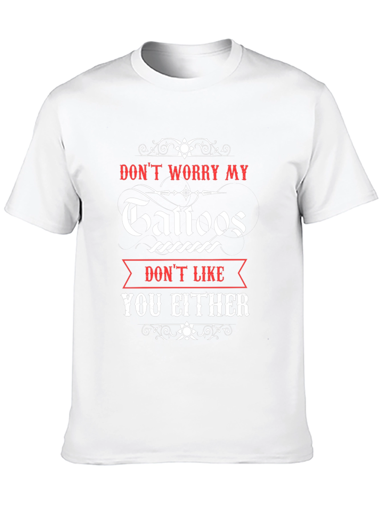 Funny Tattoo Graphic Black Cotton T-Shirt for Men