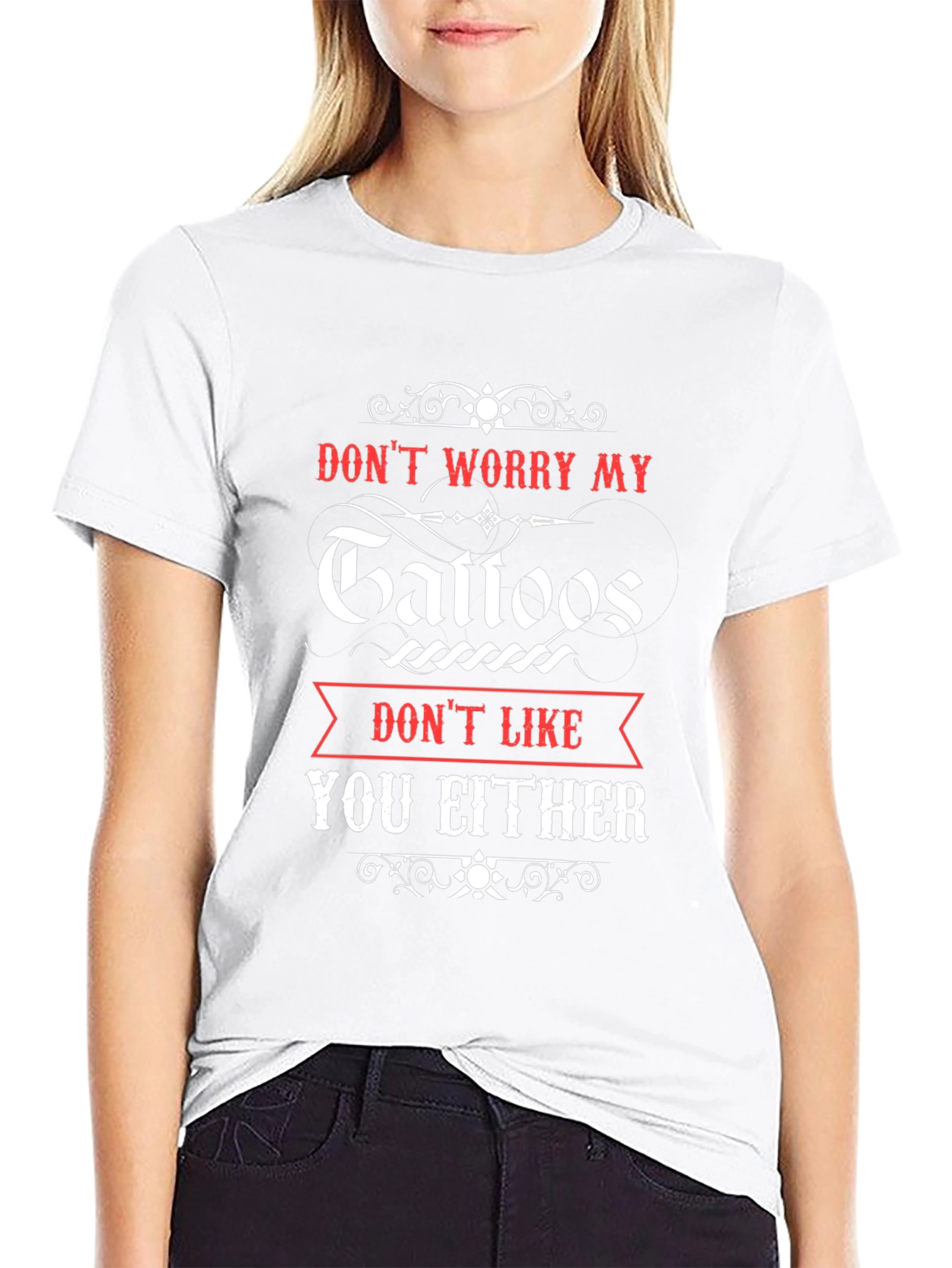 Funny Tattoo Graphic Black Cotton T-Shirt for Men