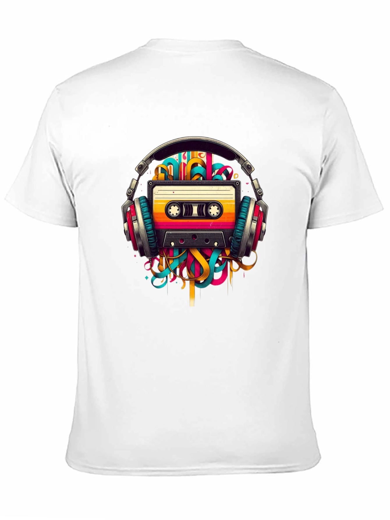 Retro Cassette Tape Headphones Graphic T-Shirt