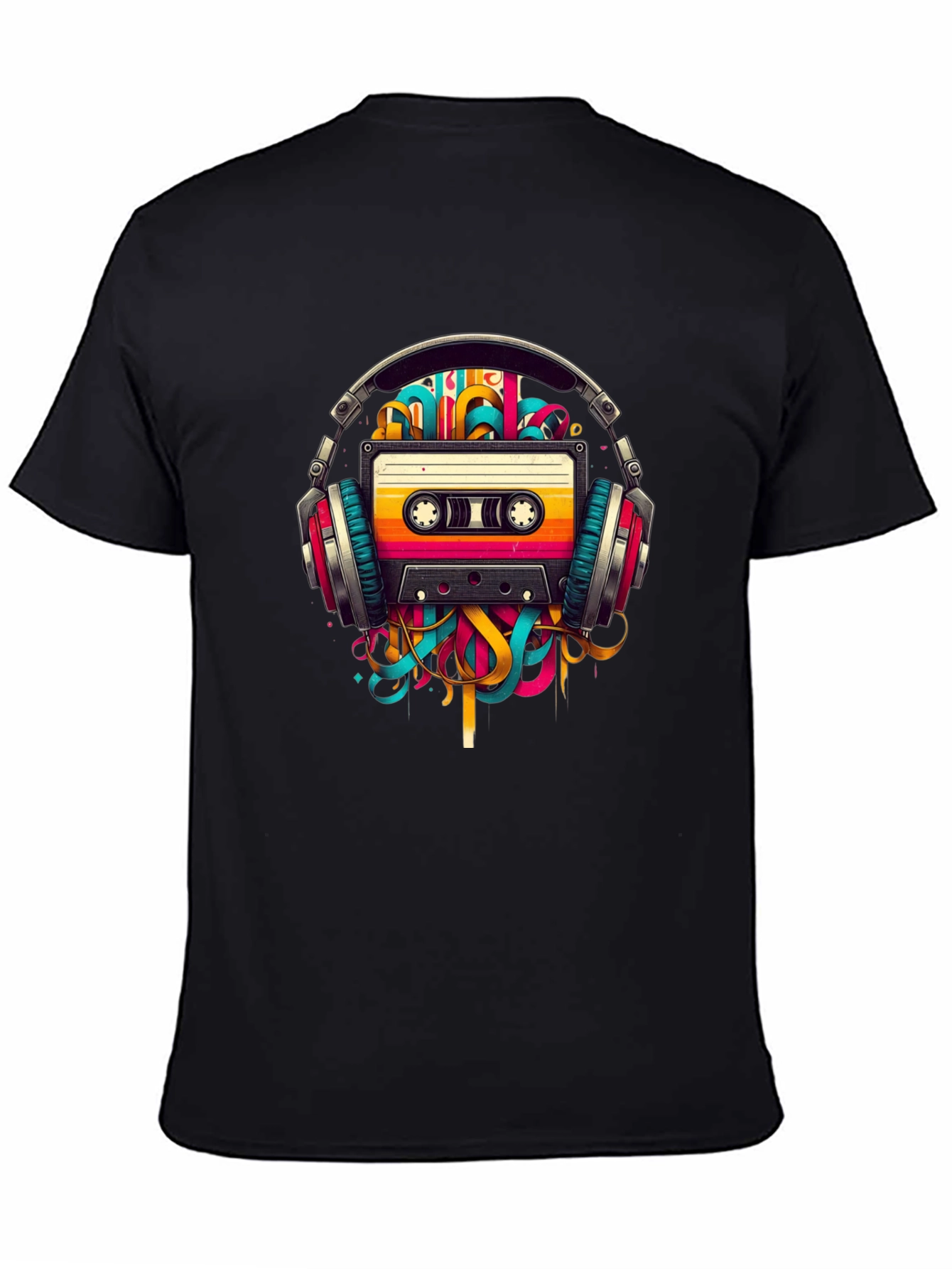 Retro Cassette Tape Headphones Graphic T-Shirt