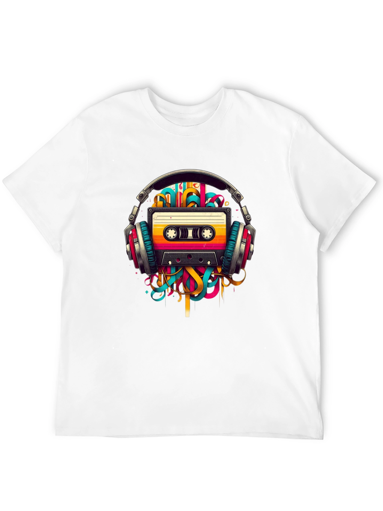Retro Cassette Tape Headphones Graphic T-Shirt