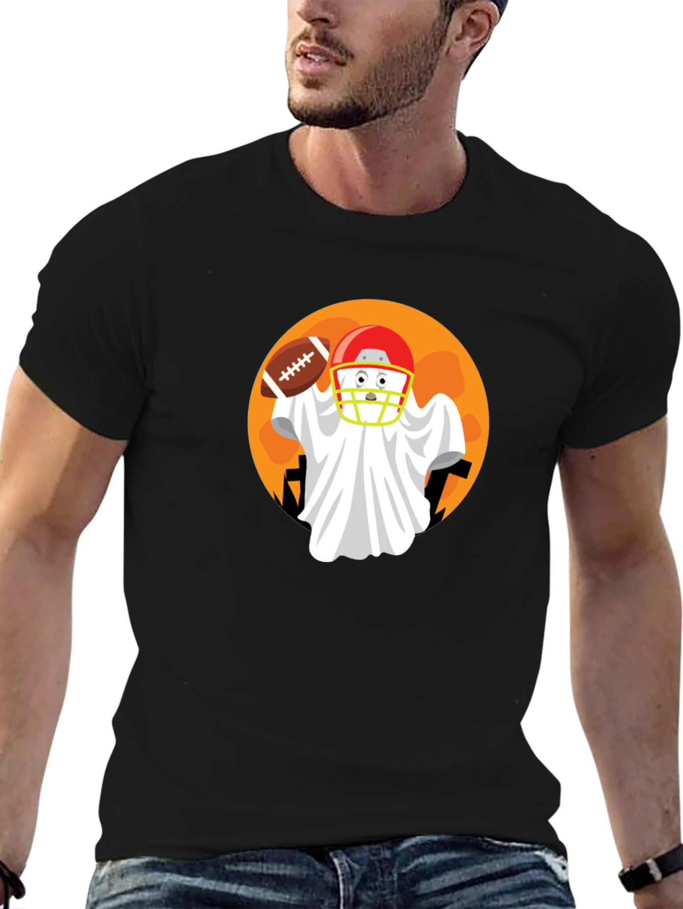 Football Ghost Halloween T-Shirt