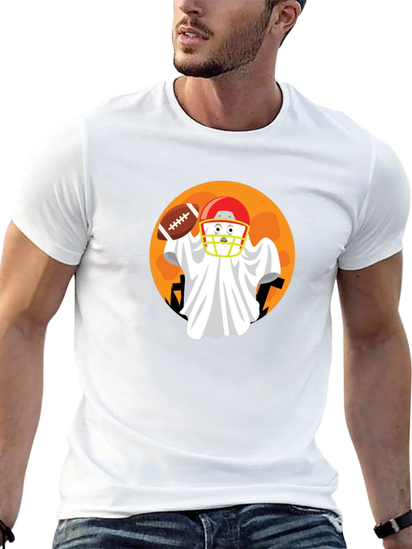 Football Ghost Halloween T-Shirt