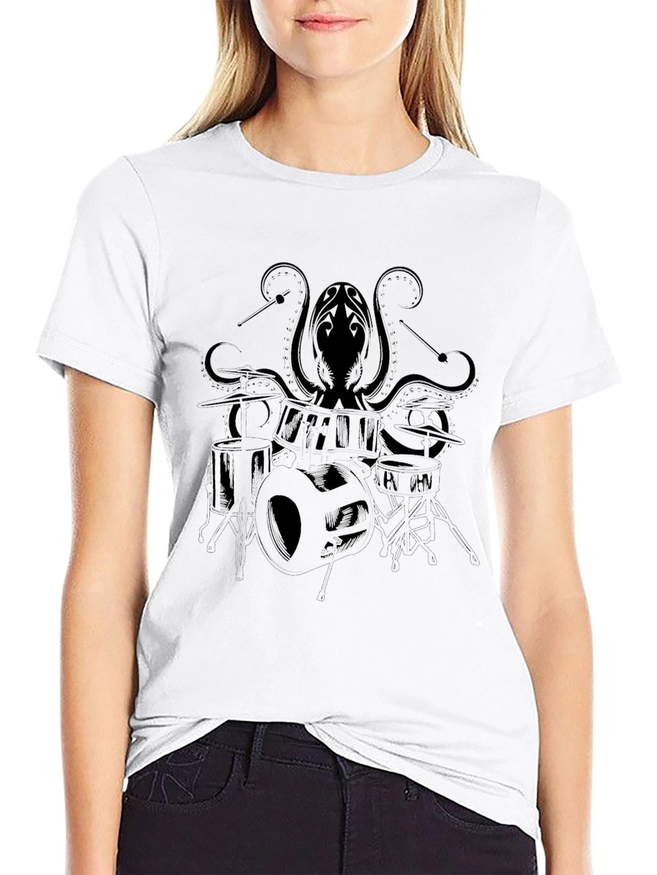 Mens Black Octopus Graphic Print T-Shirt