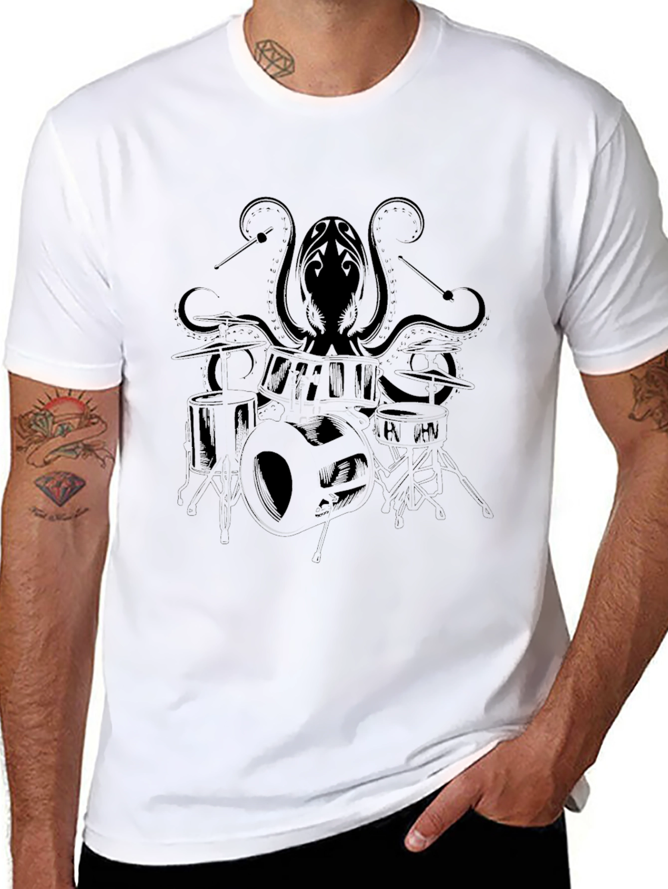 Mens Black Octopus Graphic Print T-Shirt
