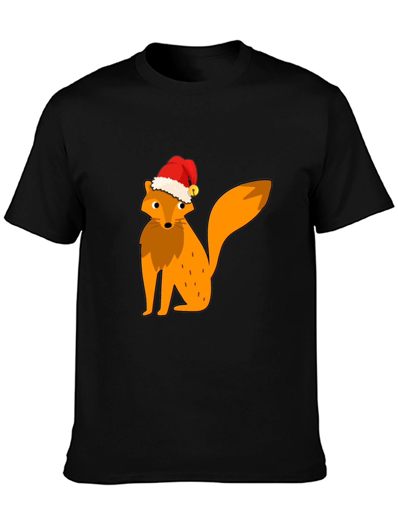 Festive Fox Graphic Tee - Black Cotton T-Shirt