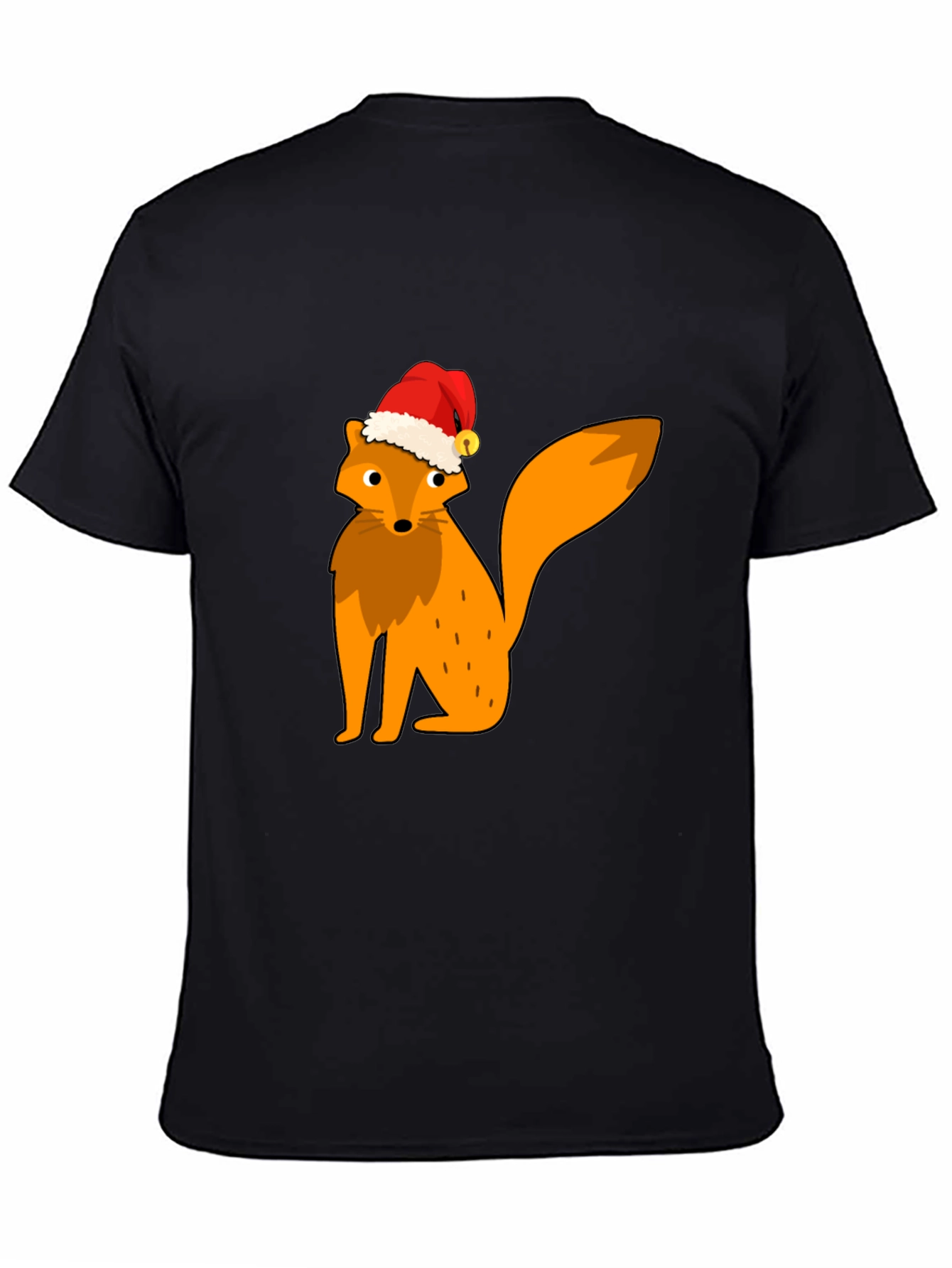 Festive Fox Graphic Tee - Black Cotton T-Shirt