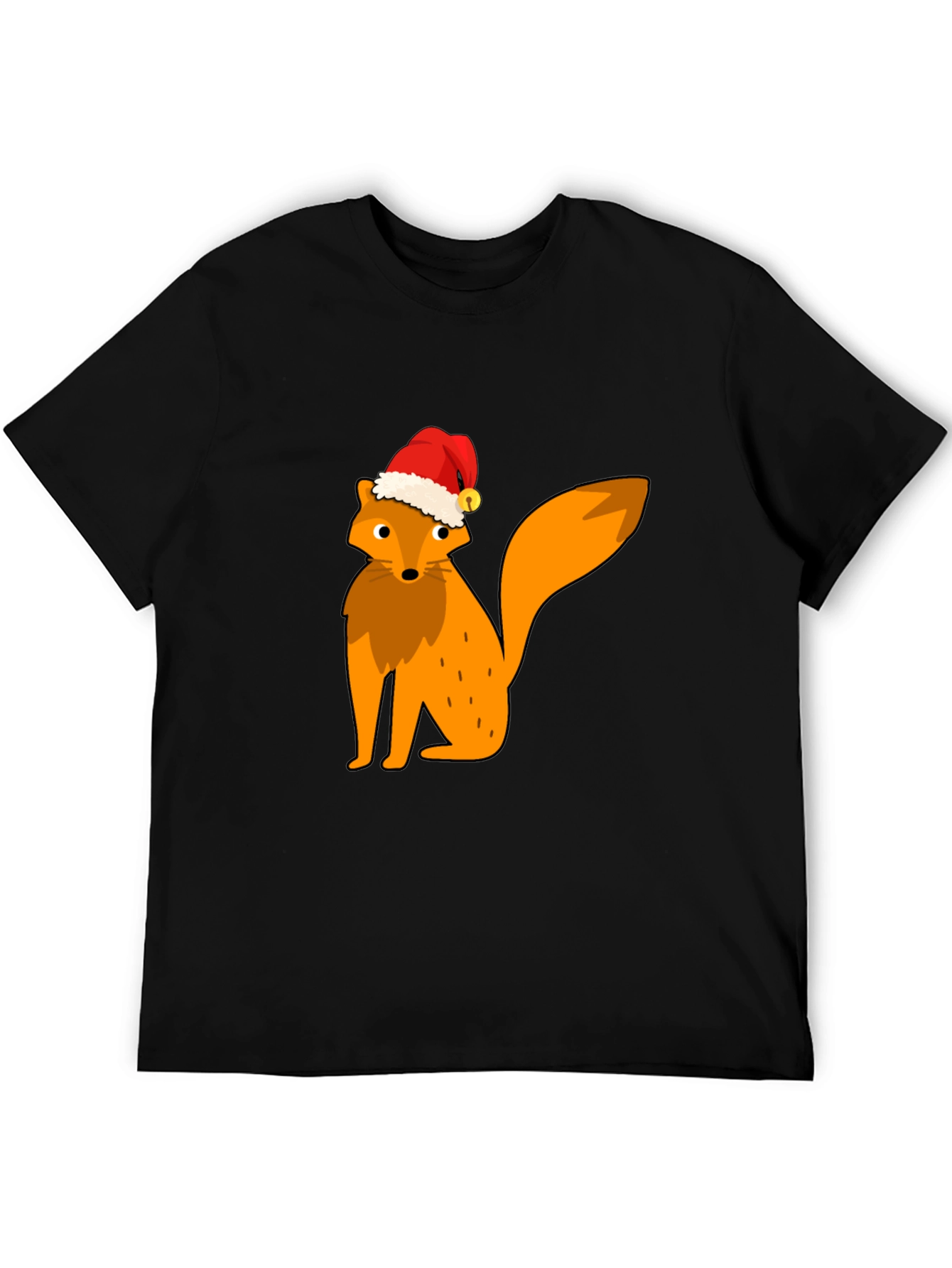 Festive Fox Graphic Tee - Black Cotton T-Shirt