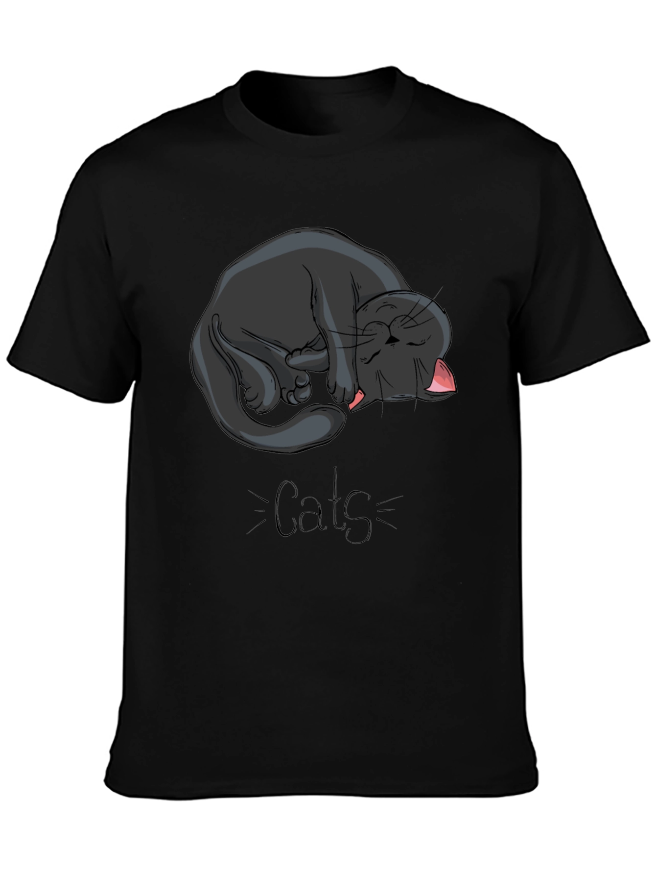 Black Cat Nap Graphic Tee - Cute Cats Design