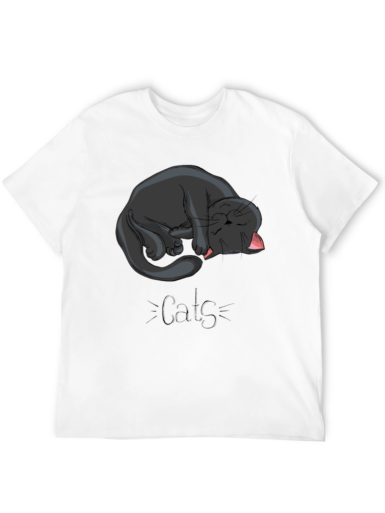 Black Cat Nap Graphic Tee - Cute Cats Design
