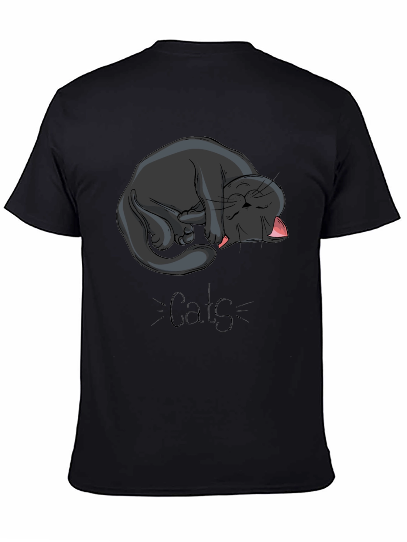 Black Cat Nap Graphic Tee - Cute Cats Design