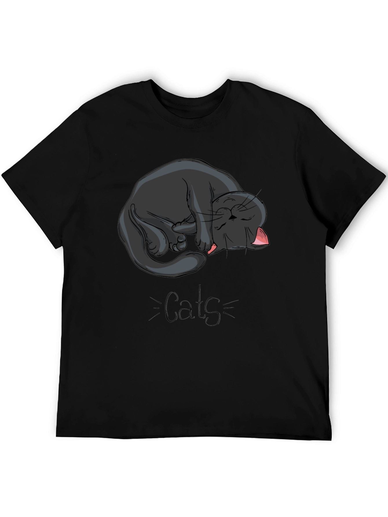 Black Cat Nap Graphic Tee - Cute Cats Design
