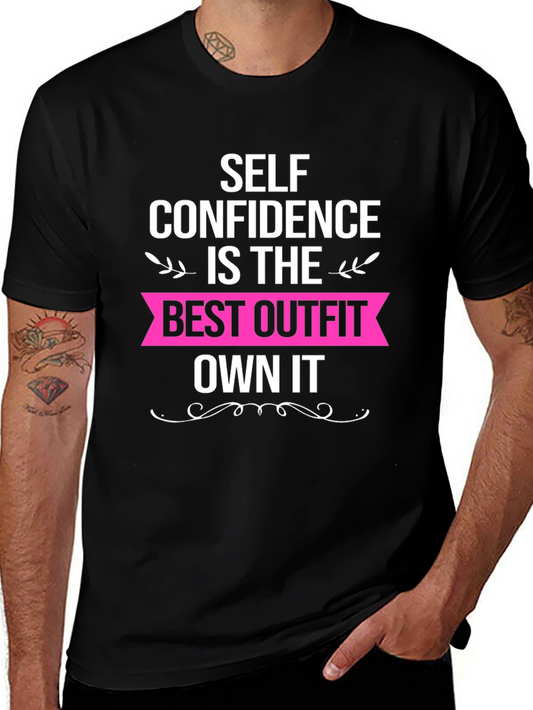 Self Confidence Best Outfit Black Graphic T-Shirt