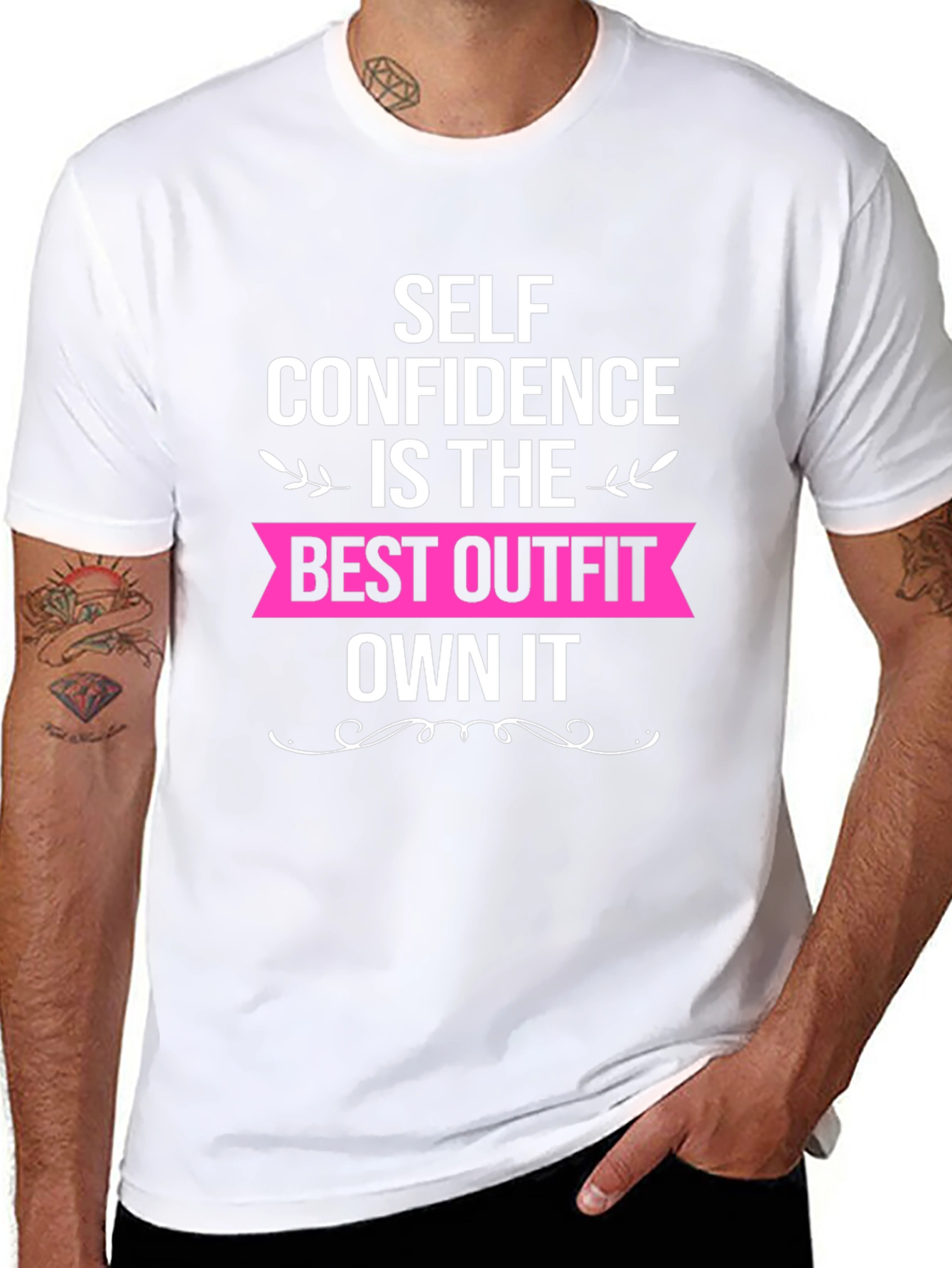 Self Confidence Best Outfit Black Graphic T-Shirt