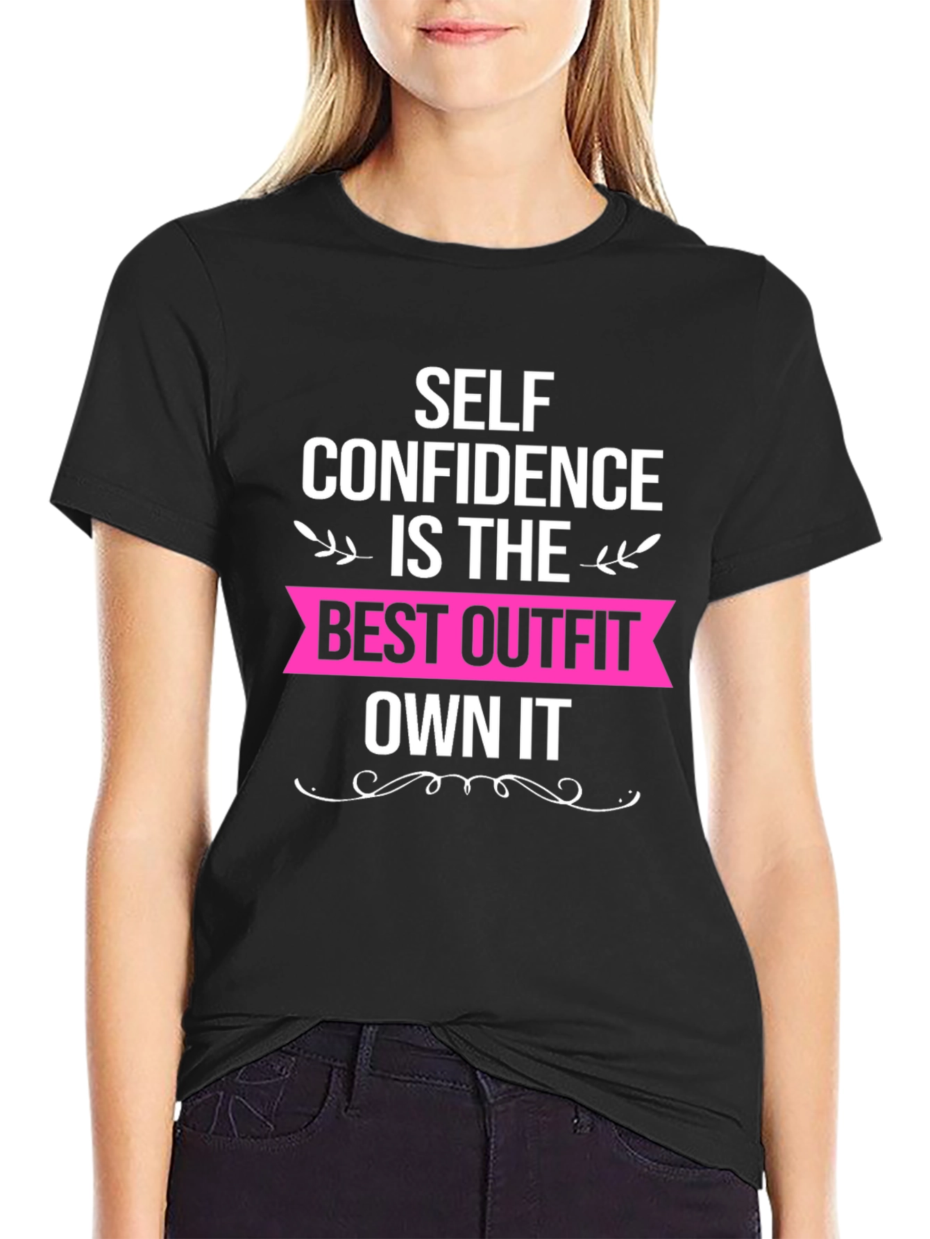 Self Confidence Best Outfit Black Graphic T-Shirt