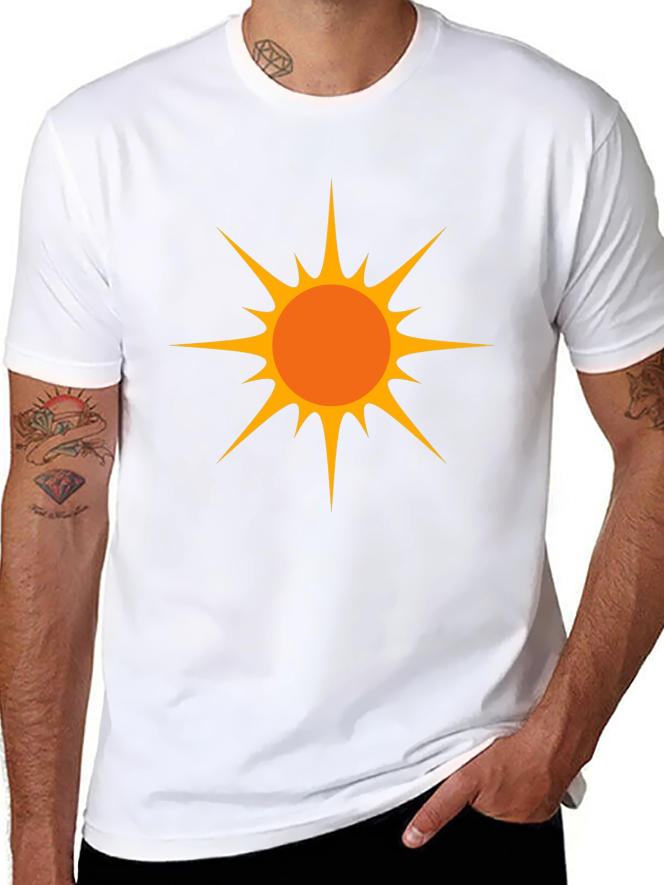 Bold Sun Graphic Tee - Black Cotton Comfort