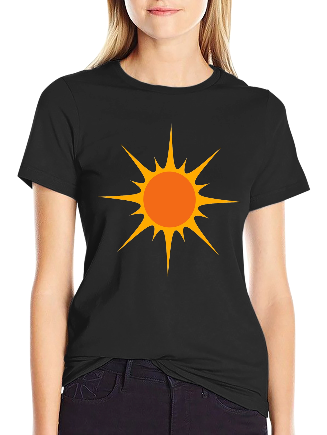 Bold Sun Graphic Tee - Black Cotton Comfort