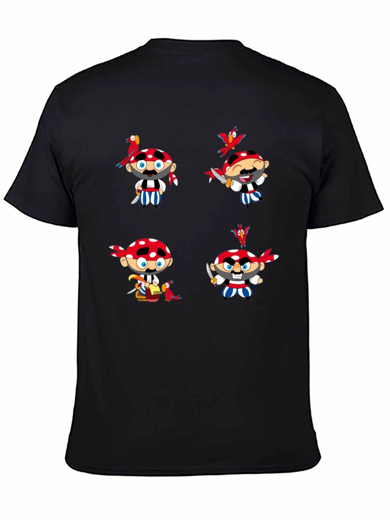 Pirate Cartoon Graphic Black T-Shirt