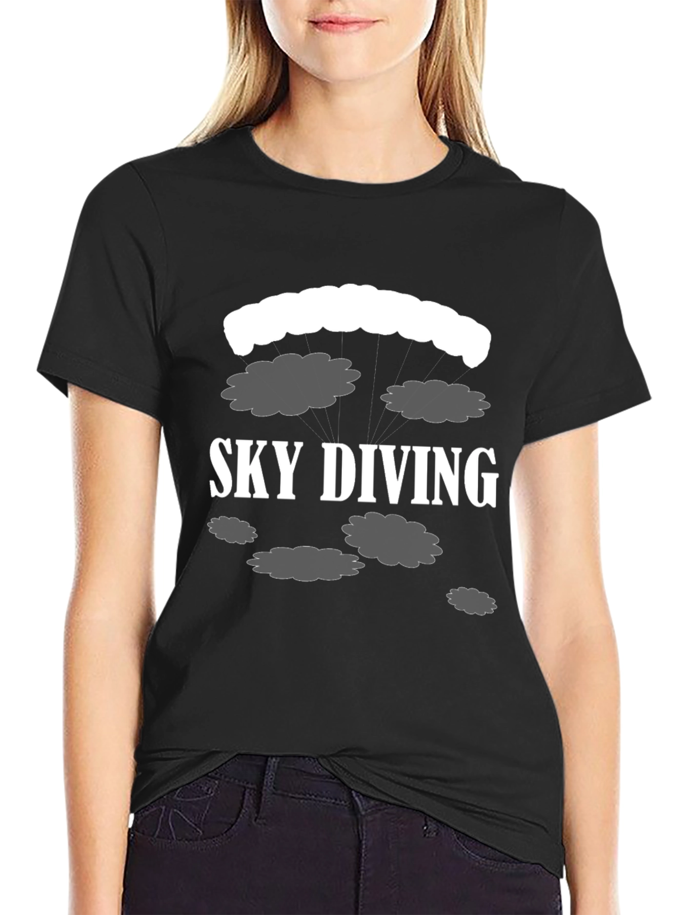 Sky Diving T-Shirt - Black Cotton Tee