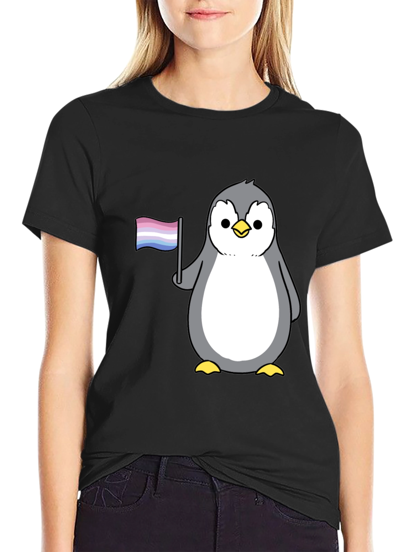 Penguin Pride T-Shirt - Bi Flag Graphic Tee
