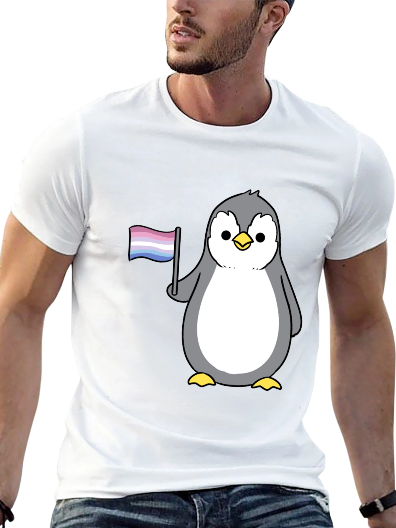 Penguin Pride T-Shirt - Bi Flag Graphic Tee