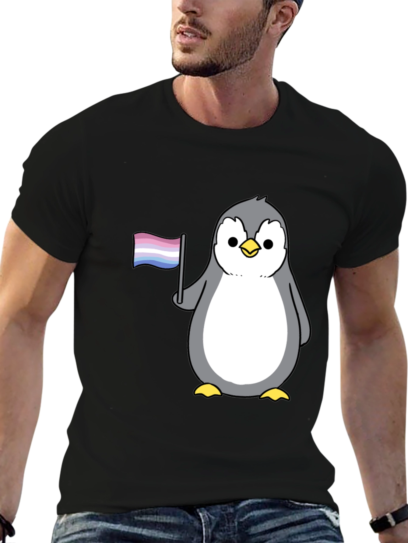 Penguin Pride T-Shirt - Bi Flag Graphic Tee