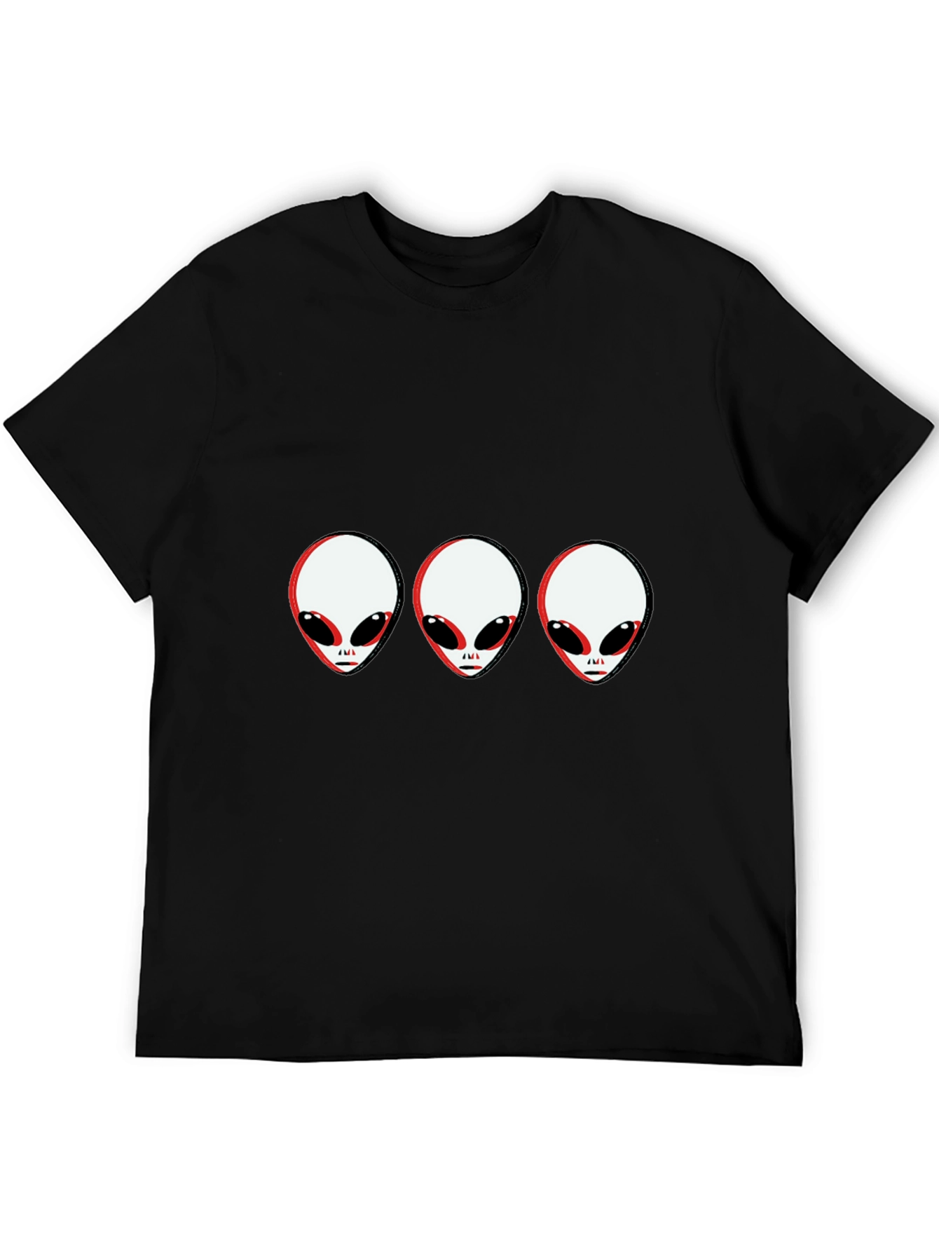 Alien Head Graphic Tee - Black Cotton T-Shirt