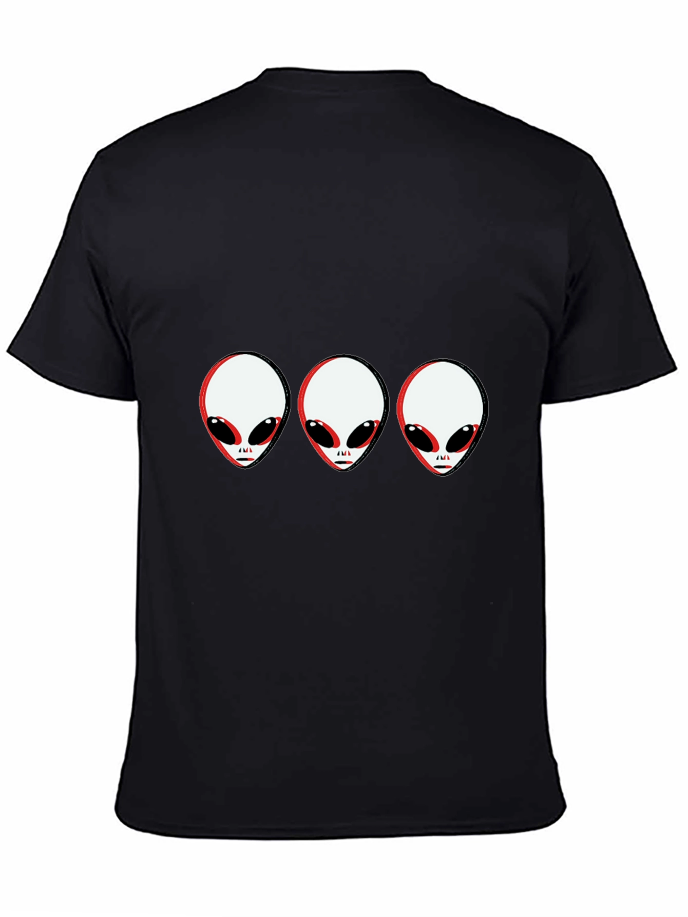 Alien Head Graphic Tee - Black Cotton T-Shirt