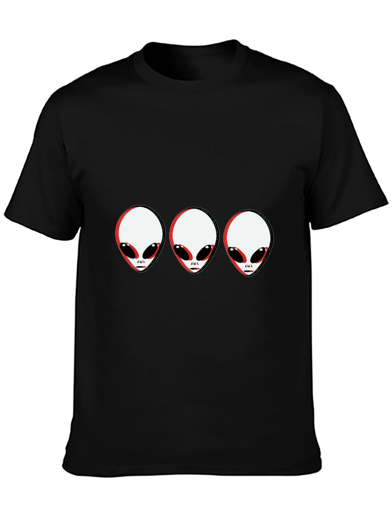 Alien Head Graphic Tee - Black Cotton T-Shirt