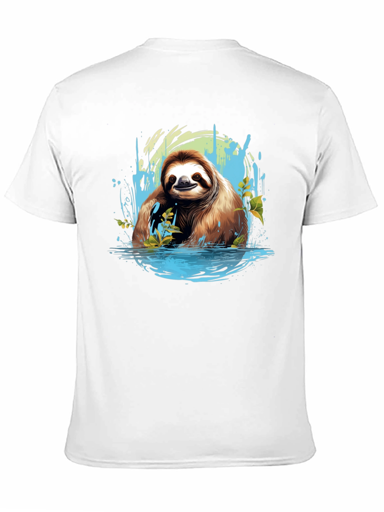 Sloth in Water Black T-Shirt - Relaxed Wildlife Tee