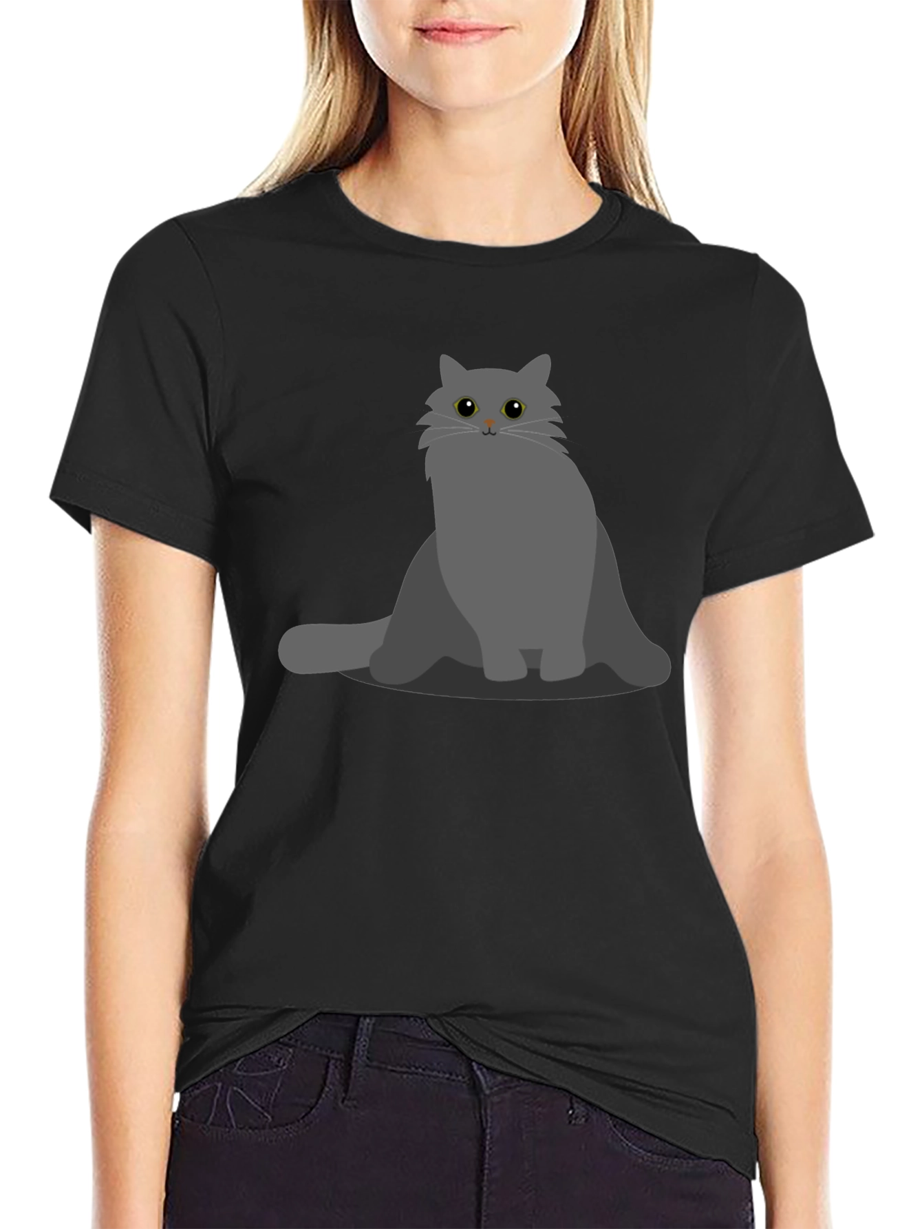 Gray Cat Graphic T-Shirt - Soft Cotton Blend