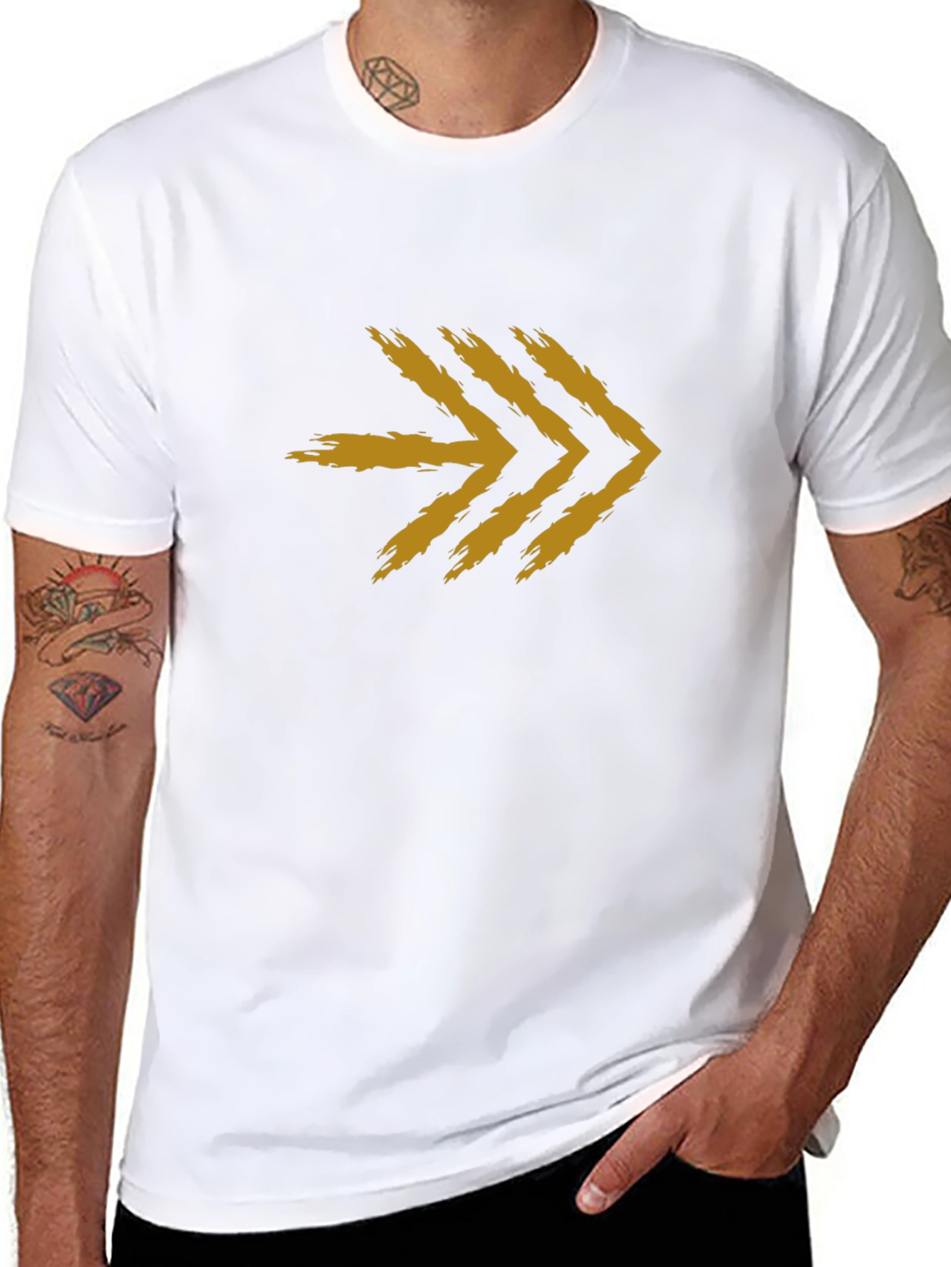 Brush Stroke Arrow Graphic Tee - Black Cotton Blend