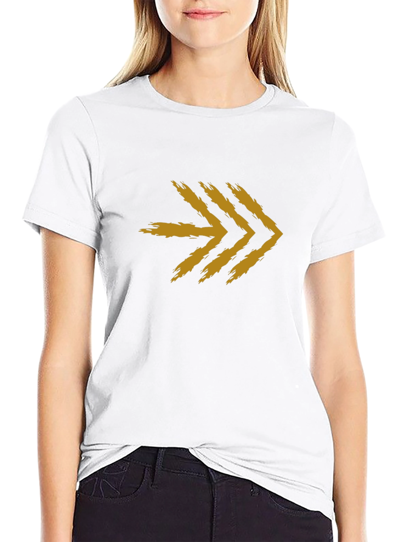 Brush Stroke Arrow Graphic Tee - Black Cotton Blend