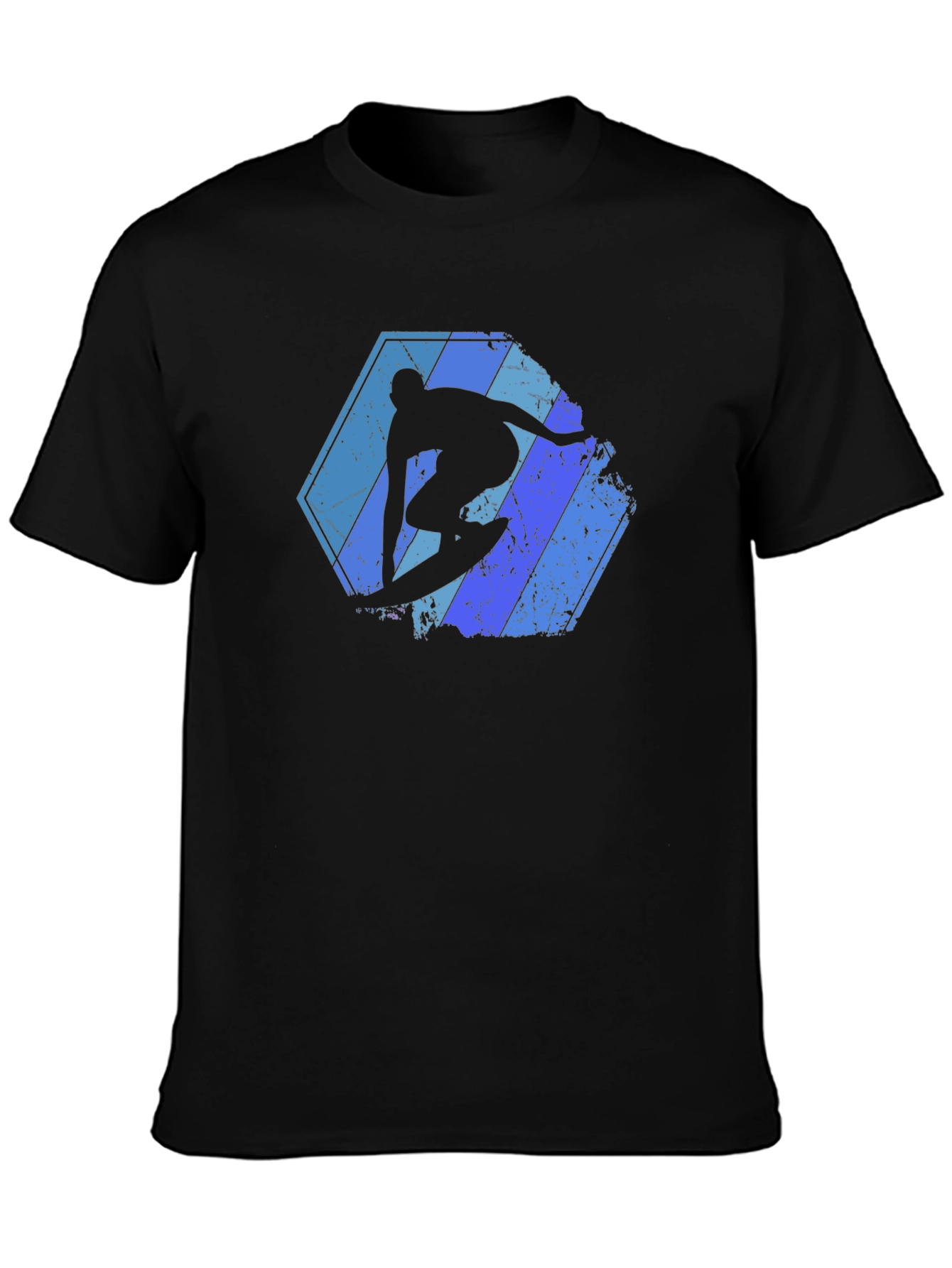 Surfing Silhouette Graphic Tee - Black