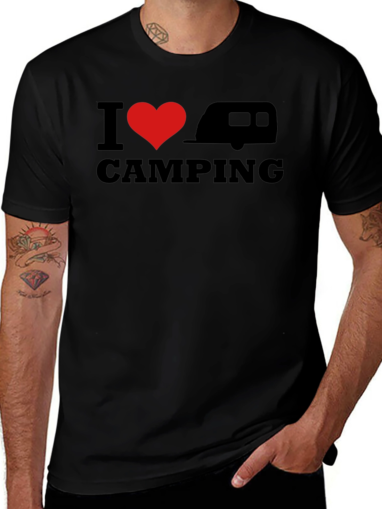 I Heart Camping T-Shirt - Black