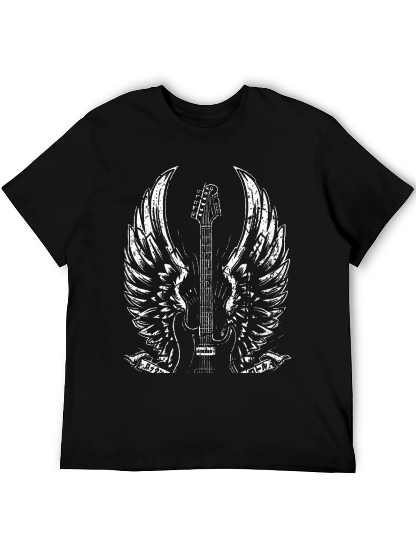 Guitar Wings Graphic Tee - Rocker Style Black T-Shirt