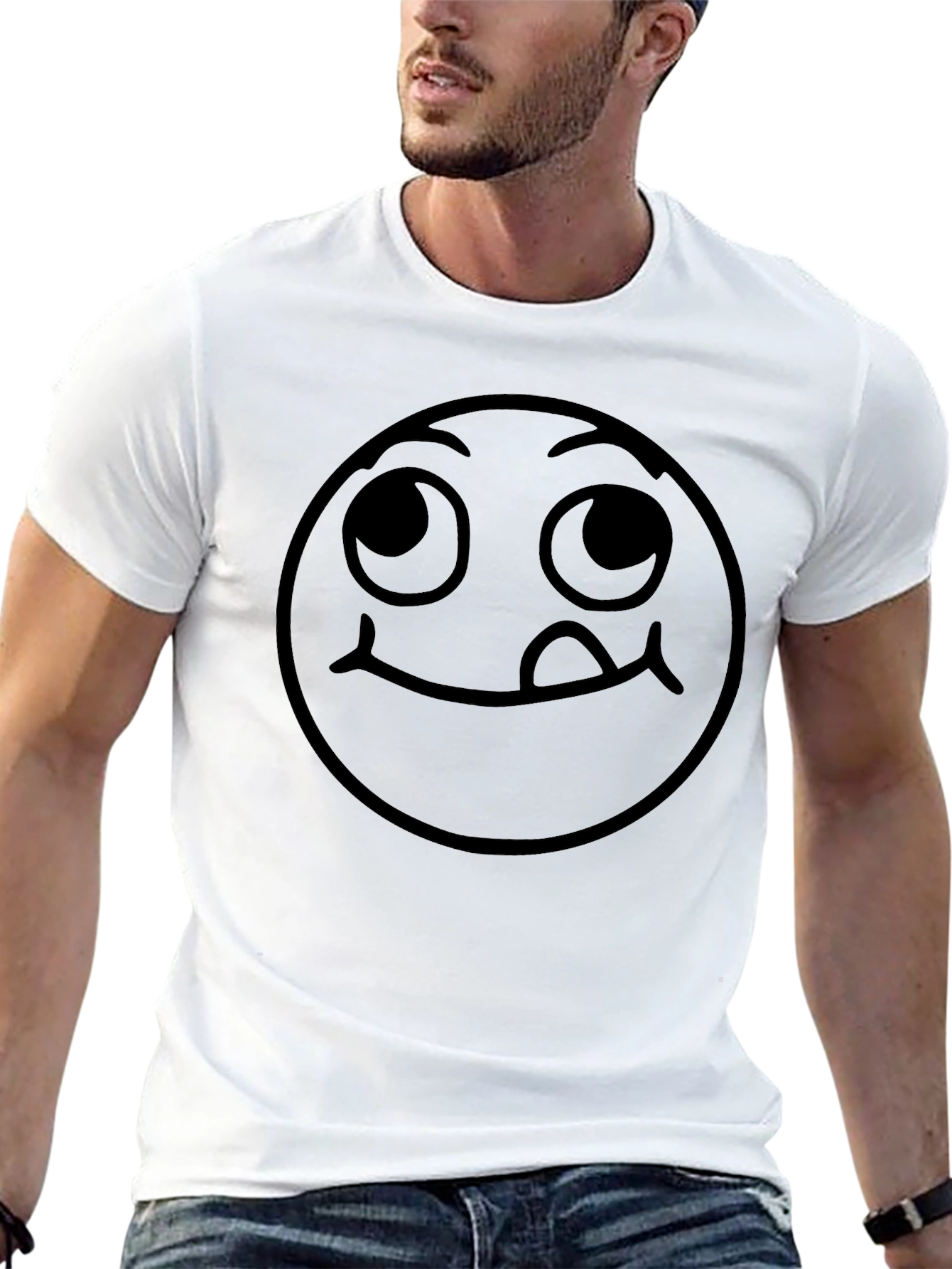 Whimsical Emoji Graphic Tee - Black