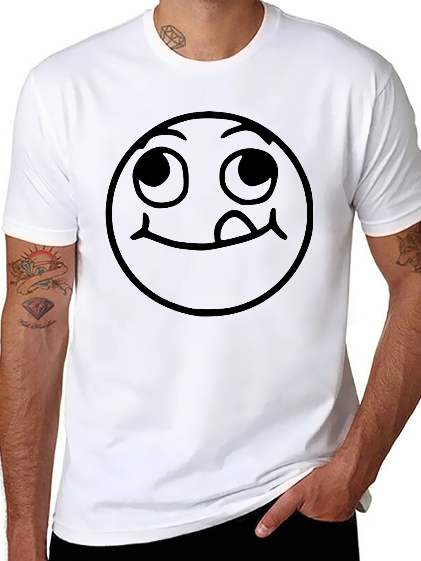 Whimsical Emoji Graphic Tee - Black