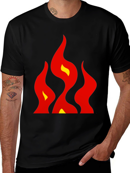 Bold Flames Graphic Tee - Black Cotton