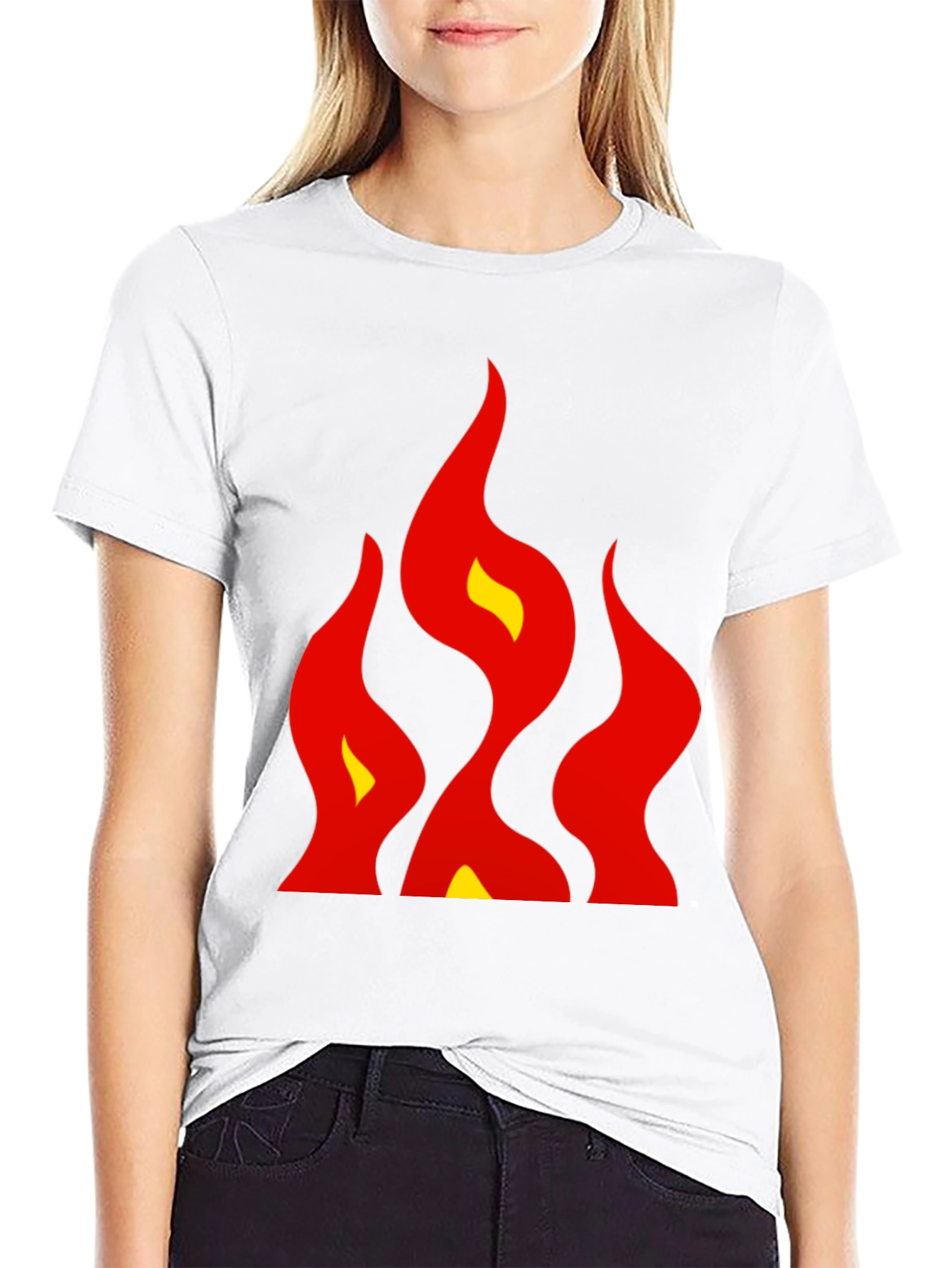 Bold Flames Graphic Tee - Black Cotton
