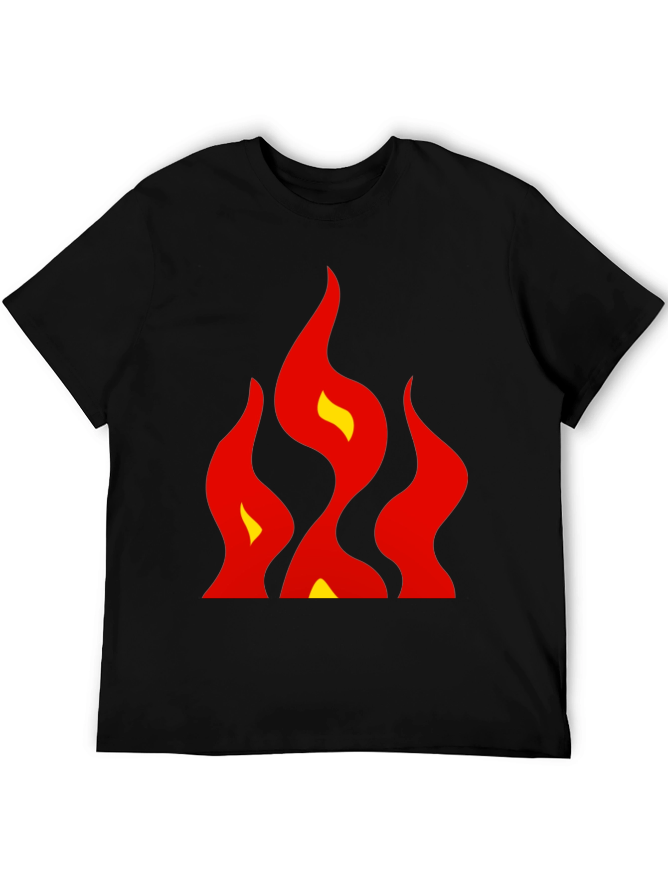 Bold Flames Graphic Tee - Black Cotton