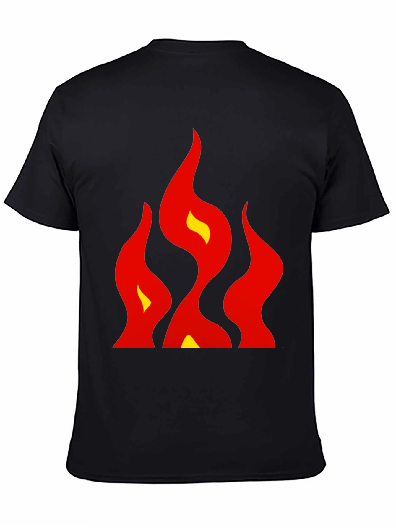 Bold Flames Graphic Tee - Black Cotton