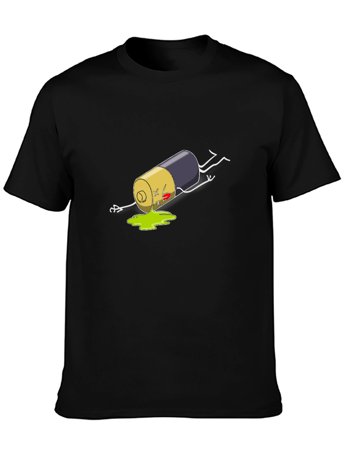 Humorous Battery Graphic T-Shirt - Black