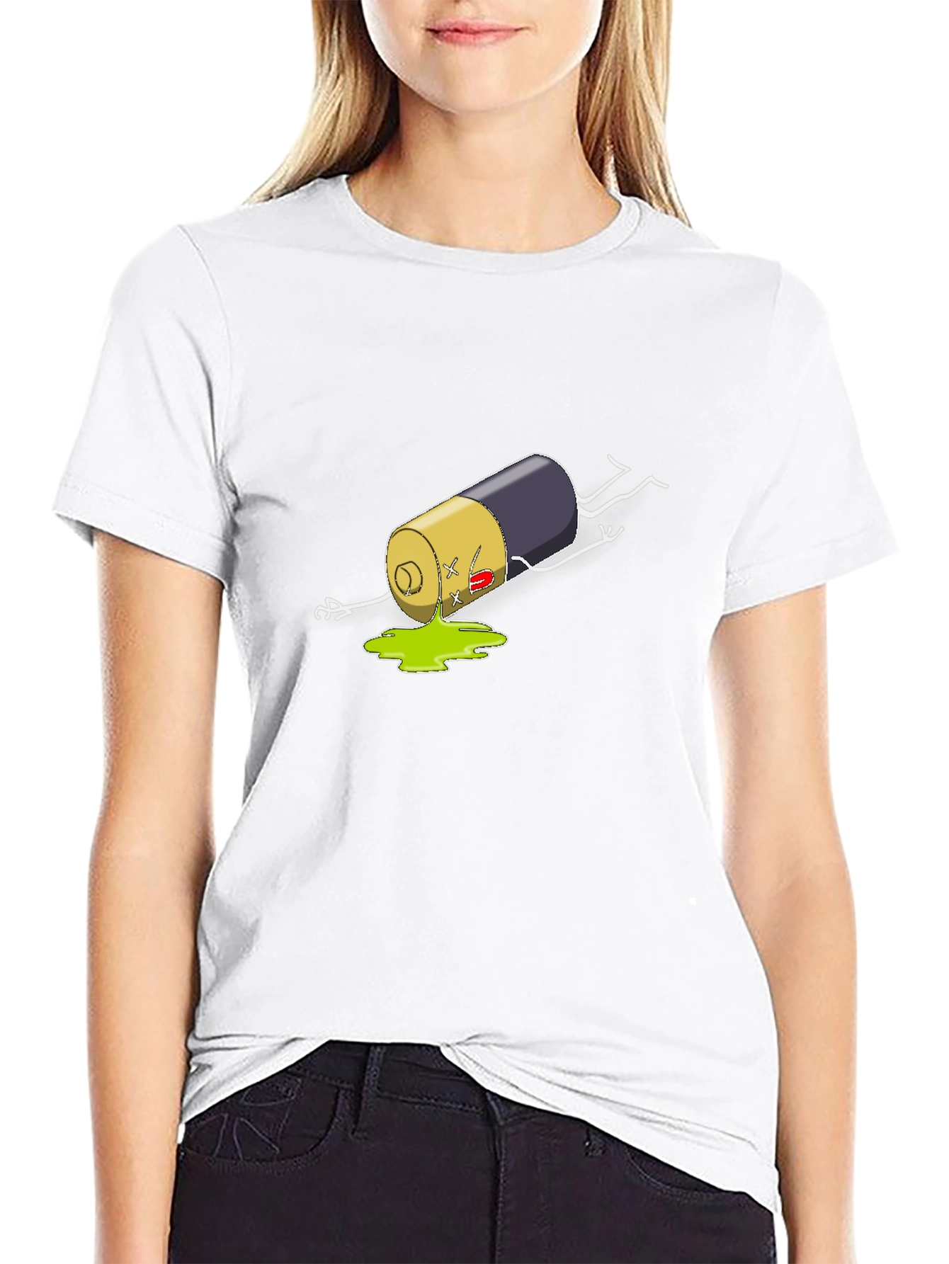 Humorous Battery Graphic T-Shirt - Black