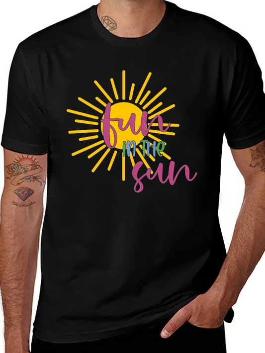 Fun in the Sun Graphic Tee - Black Cotton T-Shirt