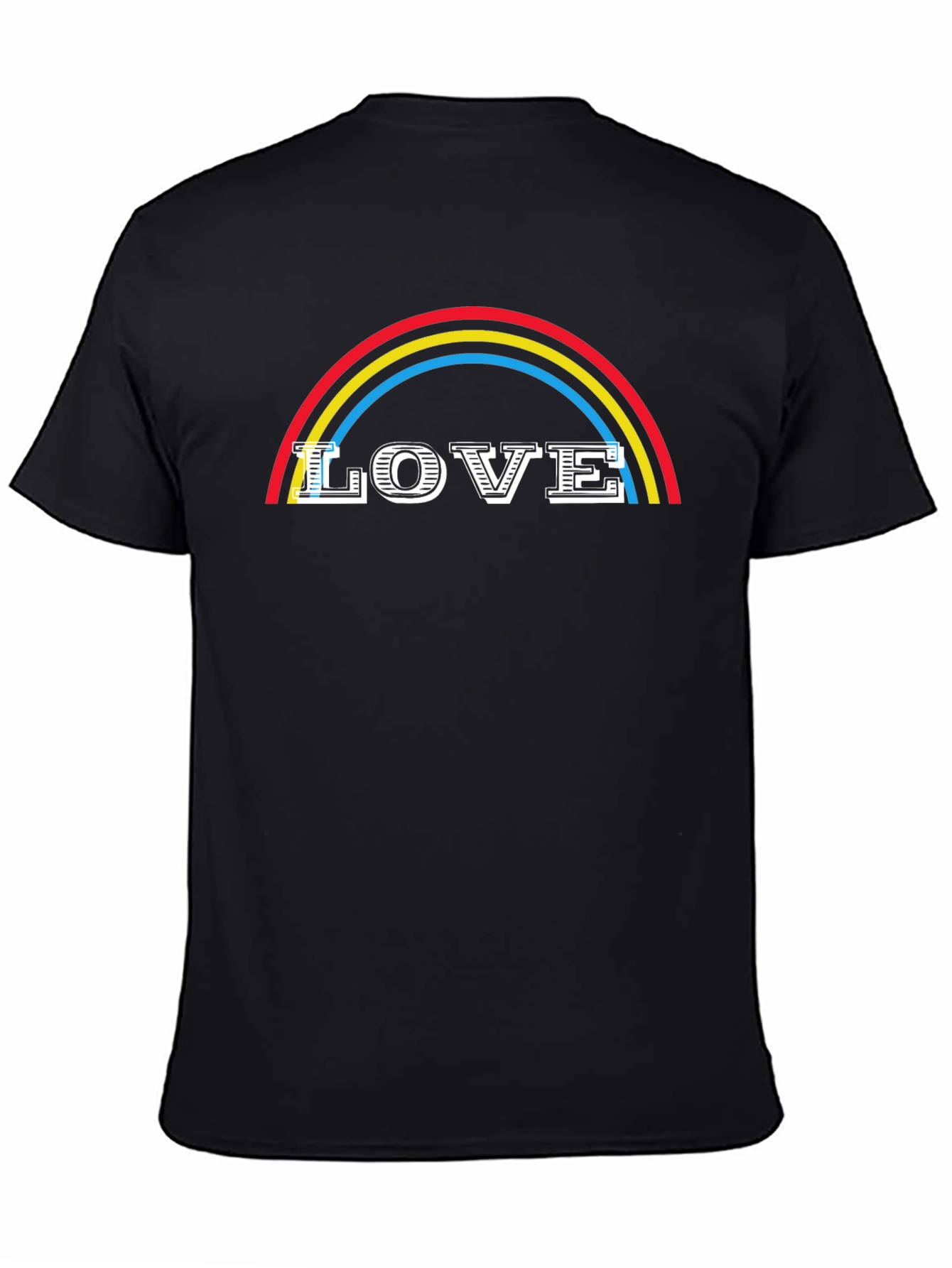 Love Rainbow Graphic Tee - Black Cotton Blend Shirt