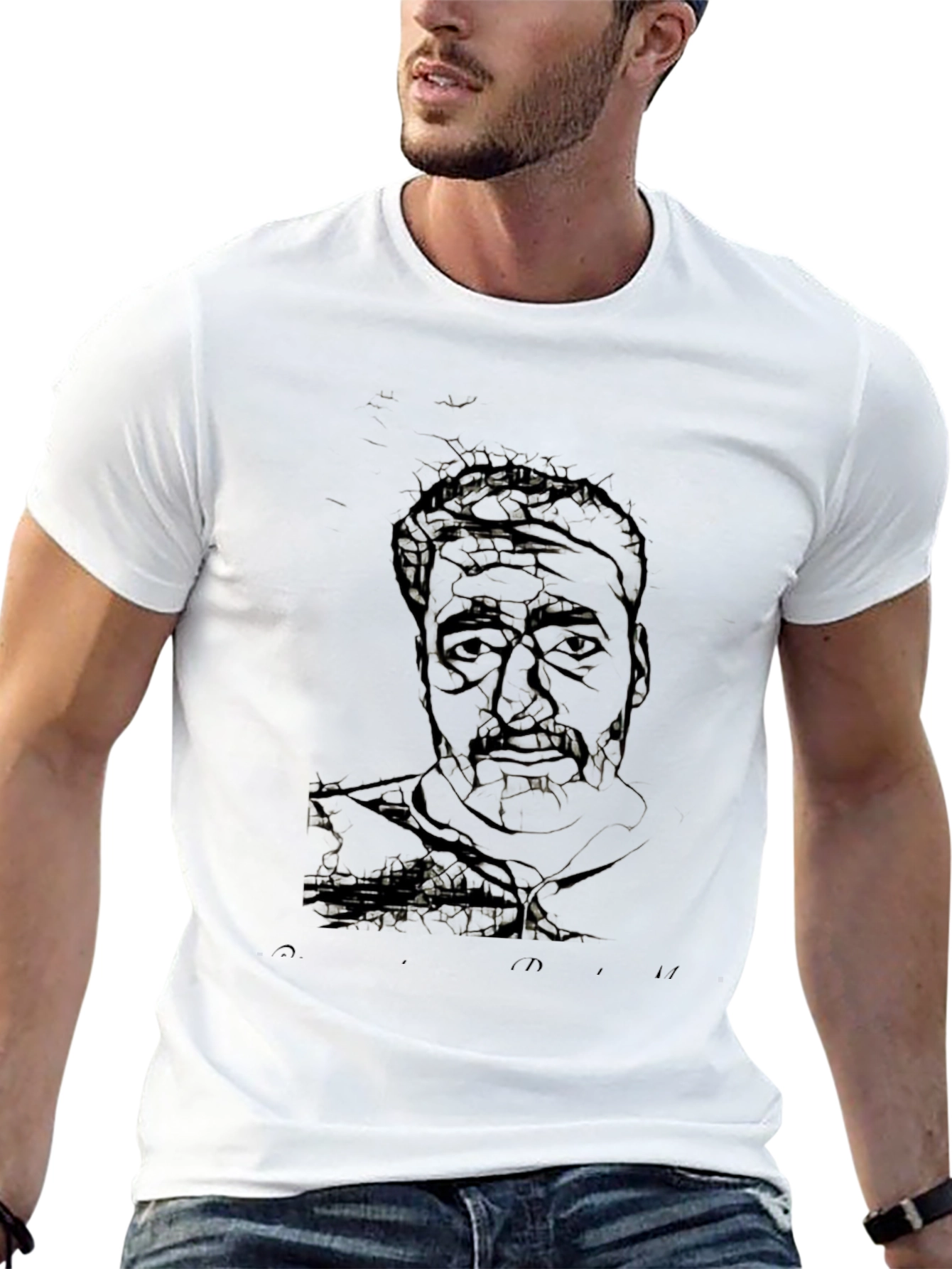 Abstract Portrait Graphic Black T-Shirt