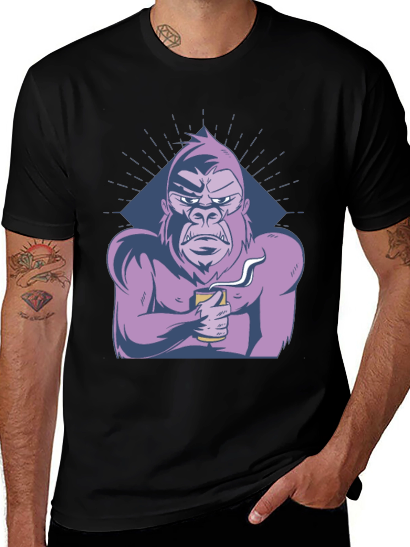 Cool Gorilla T-Shirt - Coffee Lover Ape Tee
